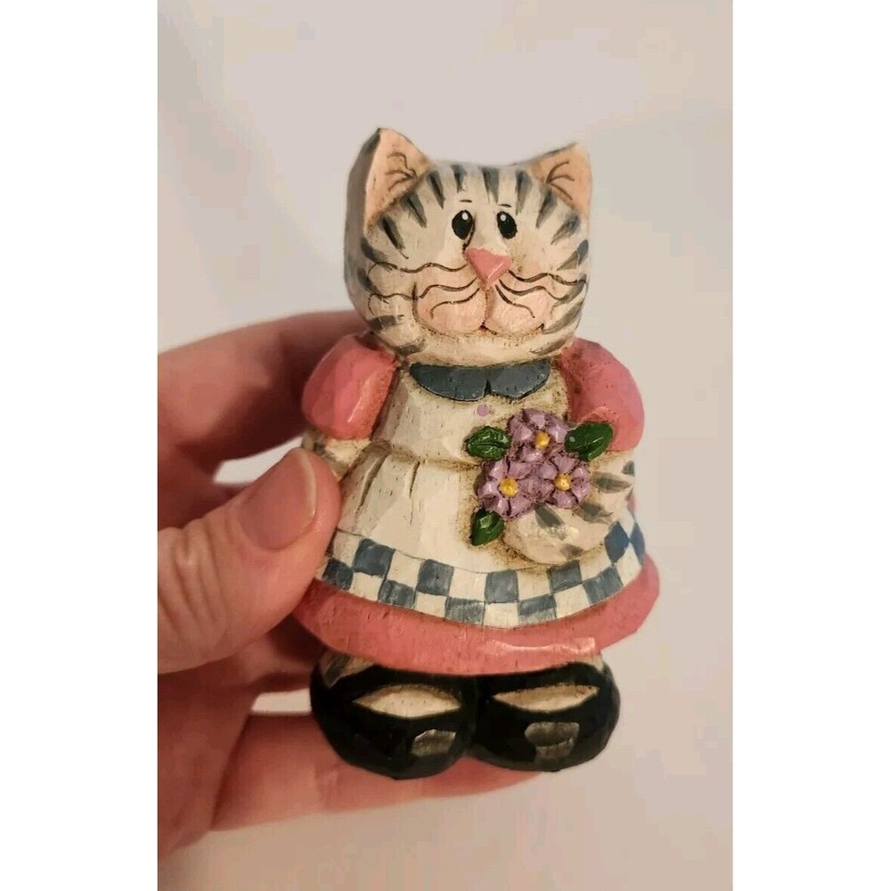Vintage Midwest Cannon Falls Hand Painted Cat Figurine, 3 1/2", Label Cottage